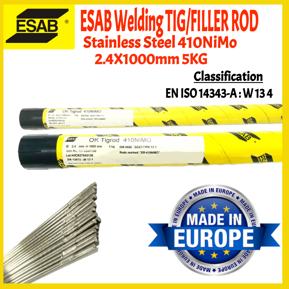 ESAB WELDING TIG ROD/FILLER STAINLESS STEEL 410NiMo 2.4X1000MM 5KG | Shopee Malaysia