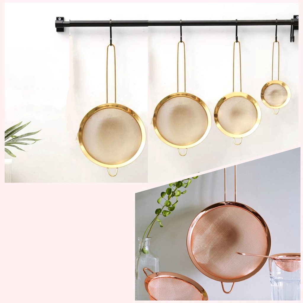 Flour Sieve Shifter 304 Ss Gold Rose Gold Flour Sieve 15cm