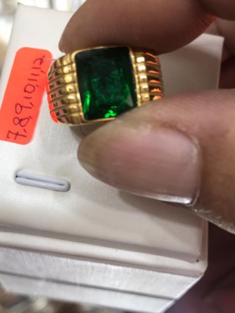 Cincin Lelaki Batu Hijau Emas Suasa 18k Shopee Malaysia