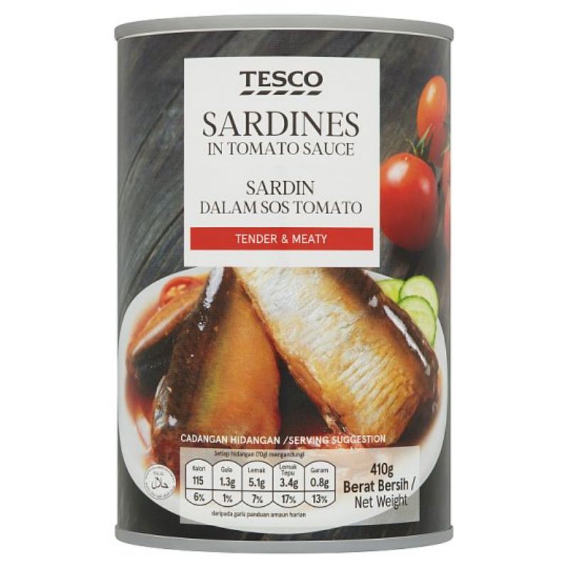 Tesco Sardines in Tomato Sauce 410g Shopee Malaysia