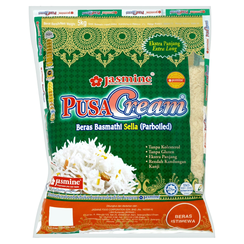 Jasmine Pusa Cream Basmathi Rice Sella (Parboiled) 5kg PGMall