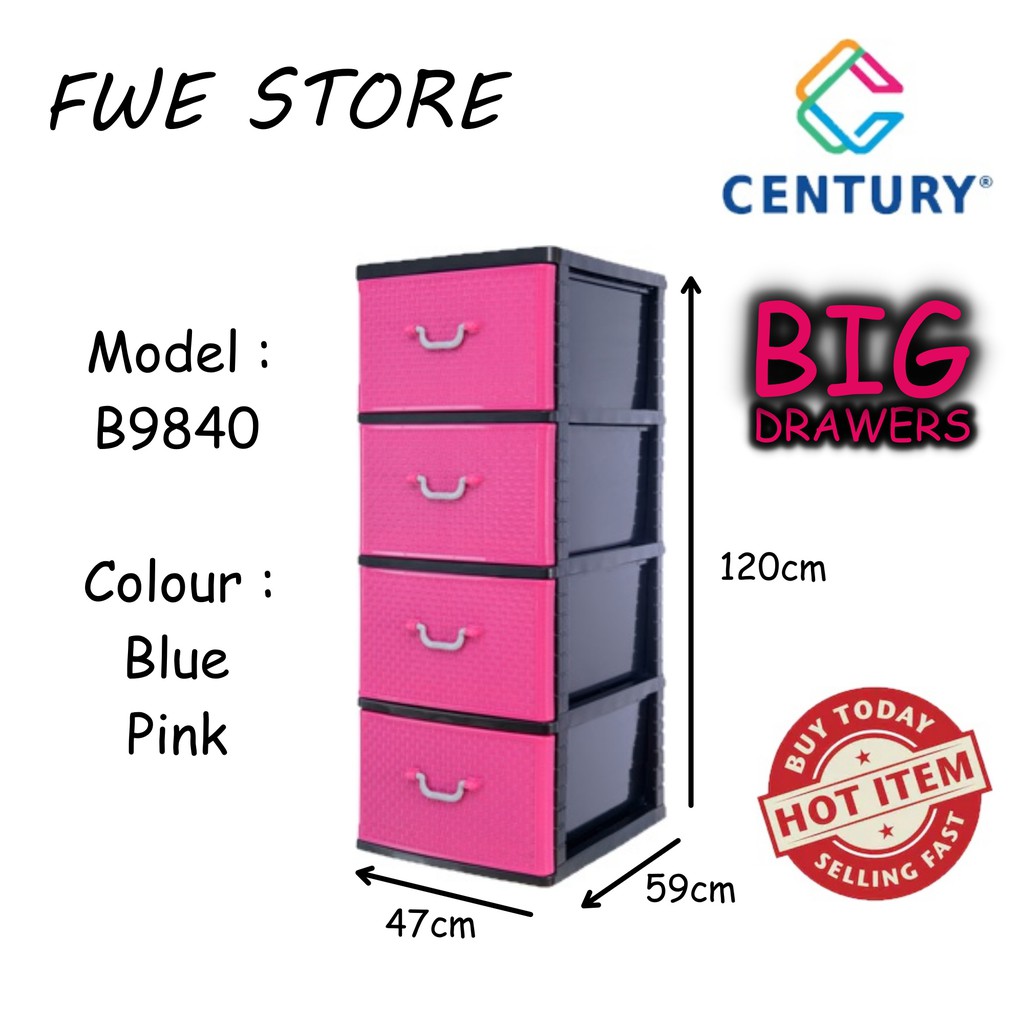 Century 4 Tier Plastic Drawer Cloth Cabinet Storage Cabinet