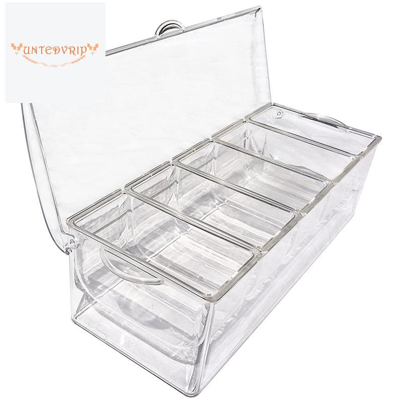 Ice Cold 5 Compartment Condiment Server Rack-Service Tray Container with 5 Removable Trays