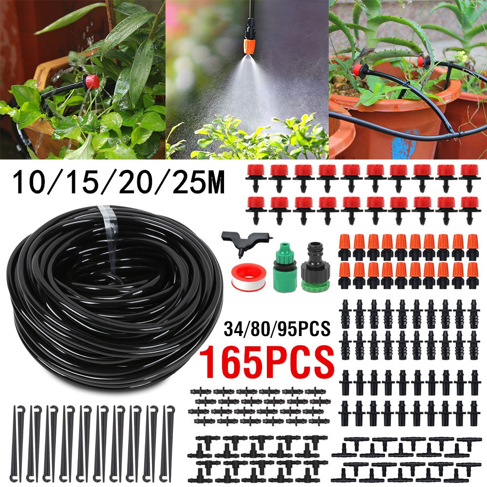 10/15/20/25/30M DIY Garden Micro Drip Irrigation System Plant Flower