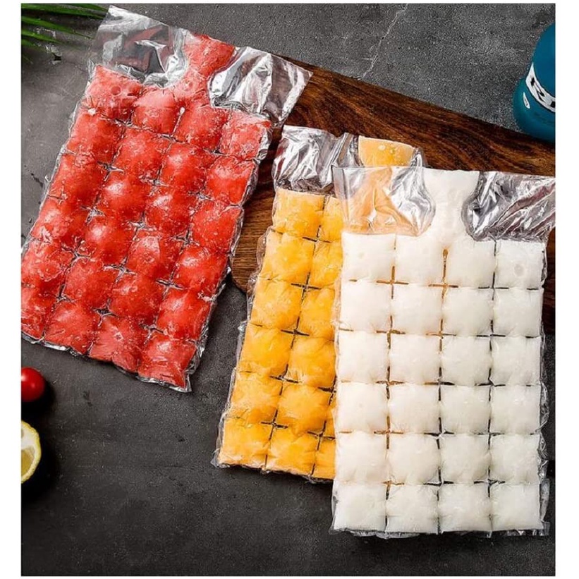 10pcs /pack 24 Grid Disposable Ice Cube Maker Bag Mould DIY Fast Self-Seal Freezing Cooler Wine Fruit Juice Tray 一次性冰袋