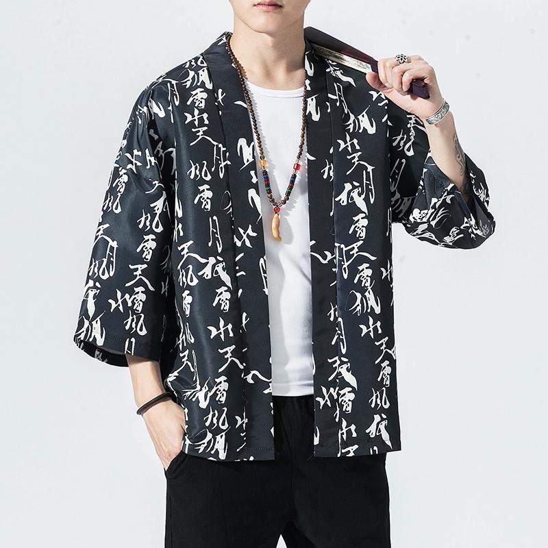 New 2019 Autumn Kimono Streetwear Jacket Men Kimono Men Cardigan ...