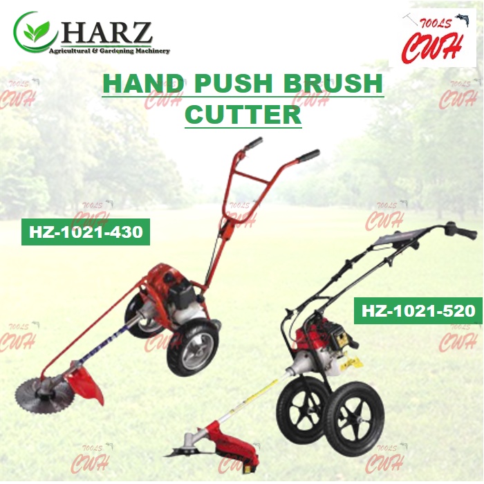 HARZ HAND PUSH BRUSH CUTTER HZ-1021-430 HZ-1021-520 PUSH MOWER TRIMMER GRASS GASOLINE PETROL ENGINE MESIN POTONG RUMPUT