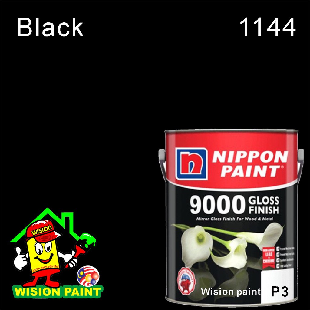 BLACK 1144 ( 1L ) 9000 GLOSS FINISH NIPPON PAINT WOOD AND METAL