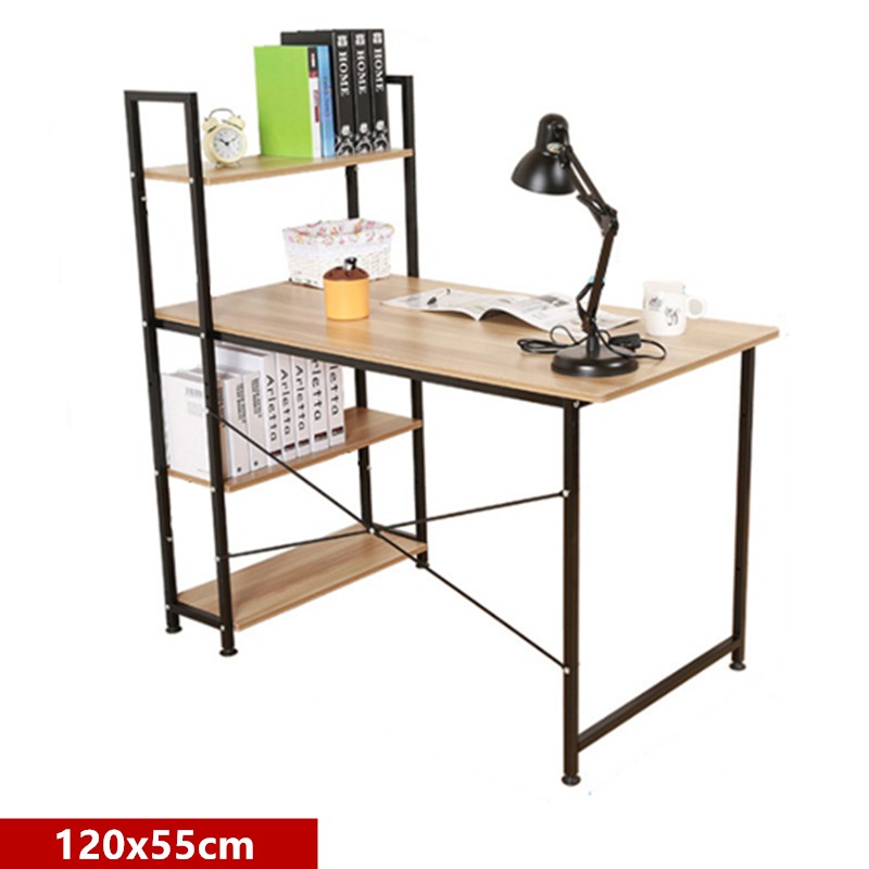 Modern Home Office Desk Table With Book Shelf 3 Tier Shopee Malaysia