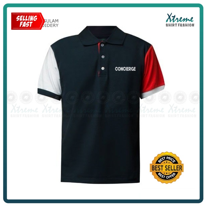 G Polo T Shirt Sulam Concierge Hotel Apartment Parking Jokey Work Baju Lelaki Office Service Uniform Embroidery Jahit