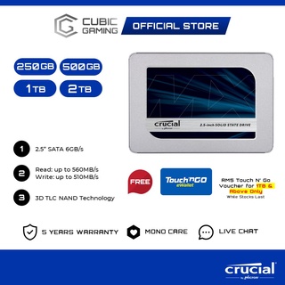 Crucial MX500 SSD SATA 2.5” 3D NAND Internal SSD Solid State Drives (250GB/500GB/1TB/2TB) (Free SATA Cable)