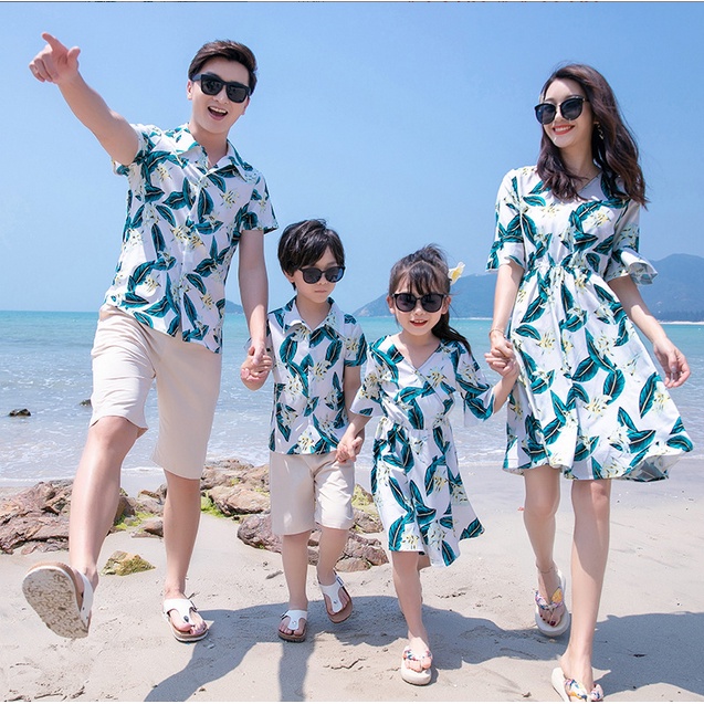 Fashion Beach Wear Polo Family Dress Men Shirt Boy tshirt Women Girl Dress Mini Dress Family Mathing Outfits T-shirt Family Set Tees Plus Size