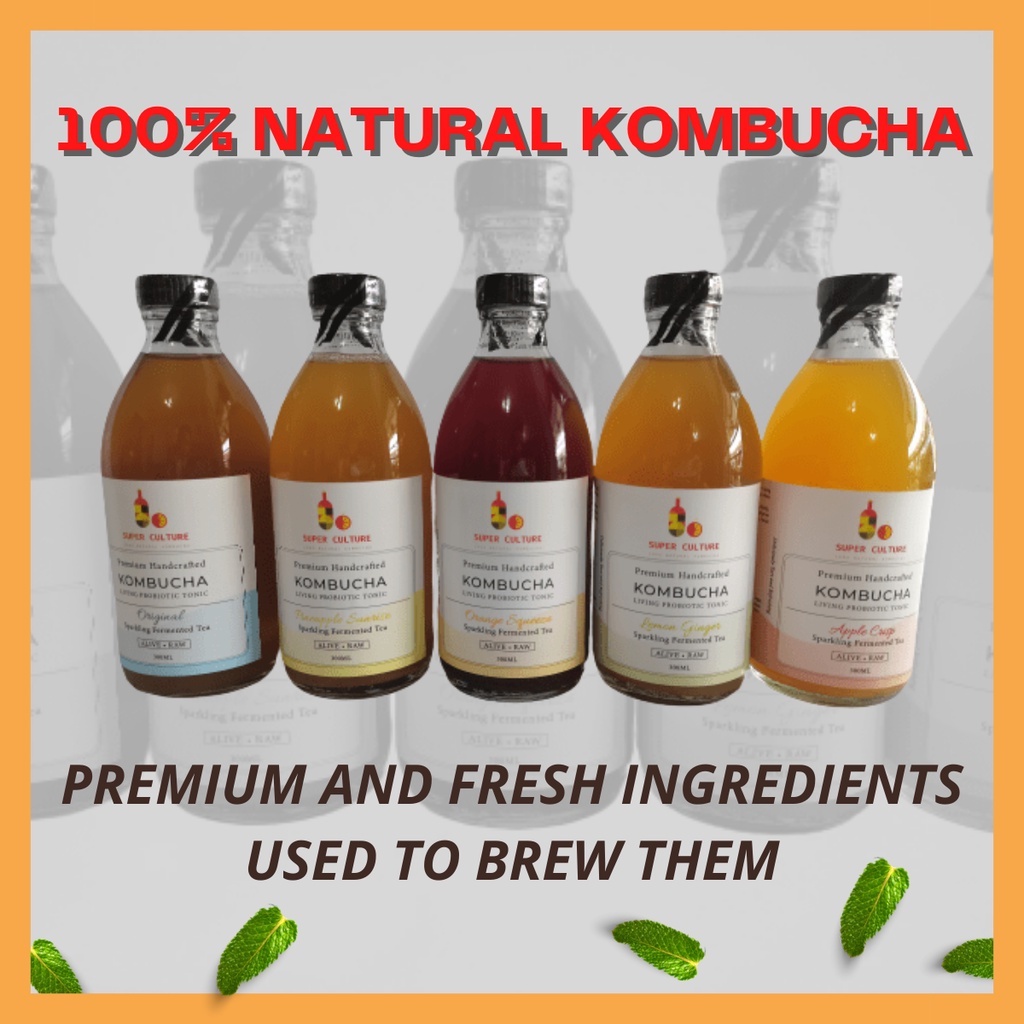 [SUPER CULTURE] Kombucha SCOBY homebrewed tea with Probiotic 300ml bottle