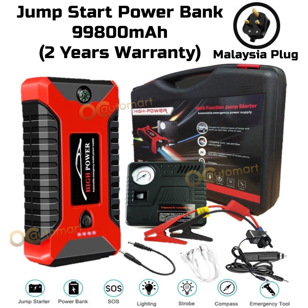 99800mAh Car Power bank High power With Pump Power Bank Car Jump Start