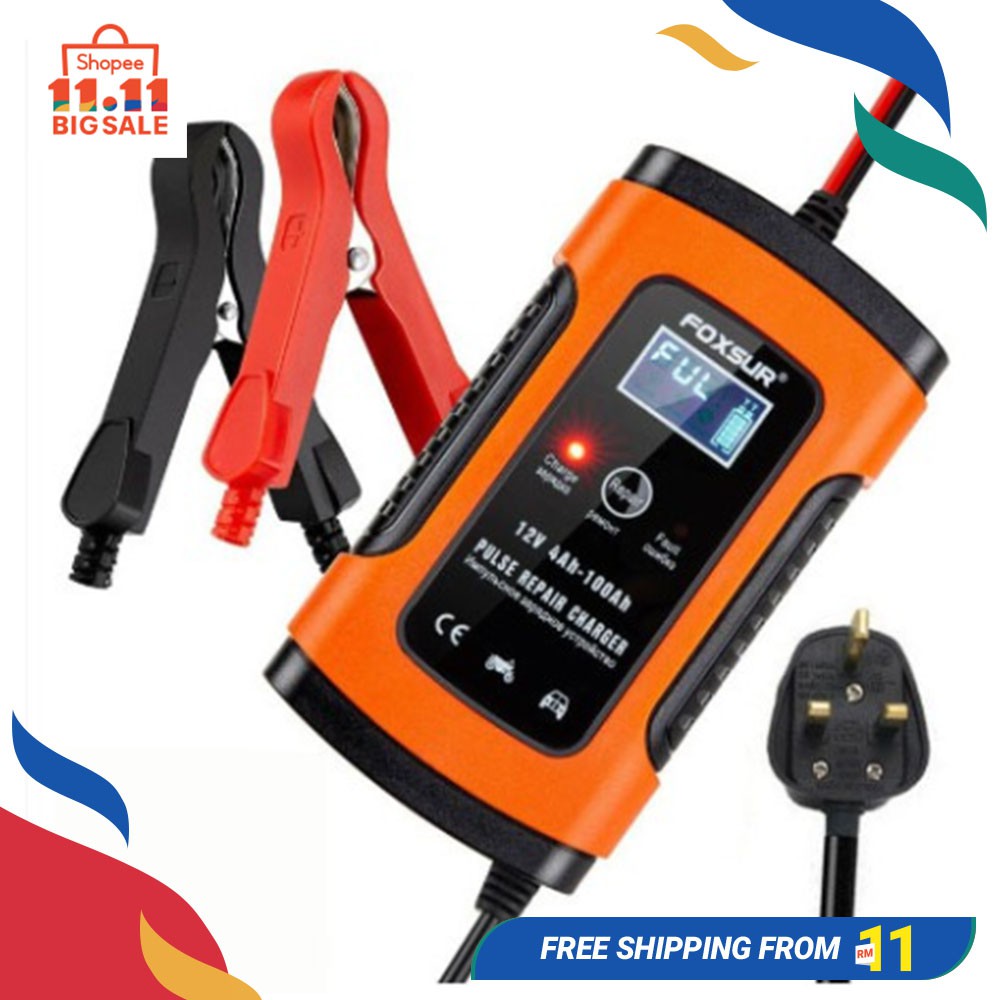 Smart Car Battery Charger 12v Automobile Motorcycle Lcd Battery Repair Uk Plug Shopee Malaysia