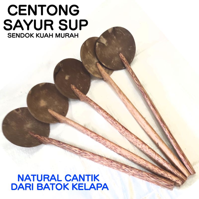 Beautiful Natural Coconut Shell Vegetable Soup Ladle, 25cm long