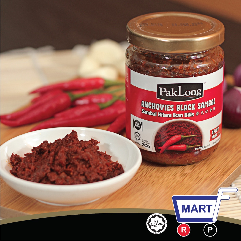 PAKLONG Anchovies Black Sambal Spicy 220g (Sambal Hitam Bilis Pedas