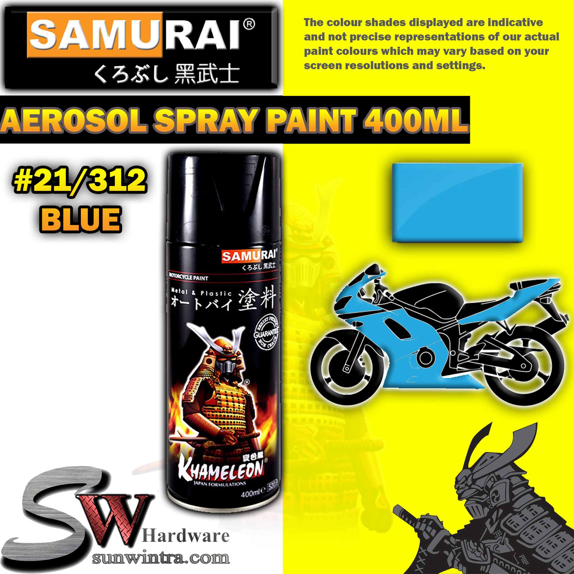 Samurai Spray Paint Solid Standard Colour 400ML (38 Colours Available