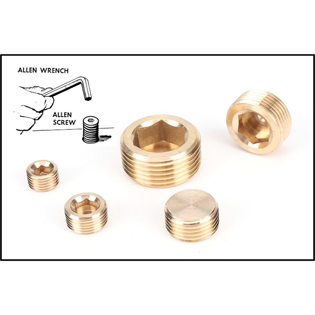 Brass 1/8" 1/4" 3/8" 1/2" NPT Brass Internal Hex Thread Socket Pipe Plug YL 