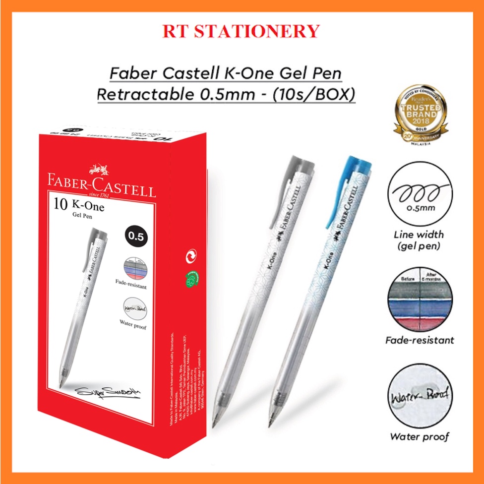 Faber Castell KOne Gel Pen Retractable 0.5mm/ Pen Dakwat Basah