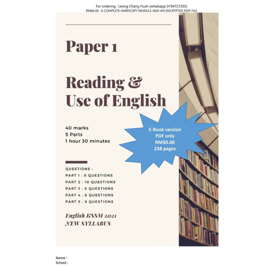 [EBOOK] PDF KSSM SPM CEFR 2021 ENGLISH MODULE : PAPER 1 AND PAPER 2