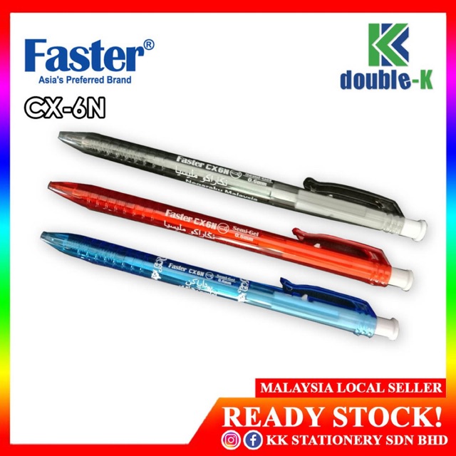 CX-6N Faster Retractable Ball Pen 0.6mm RM0.70/PCS 50pcs/Box (Black ...