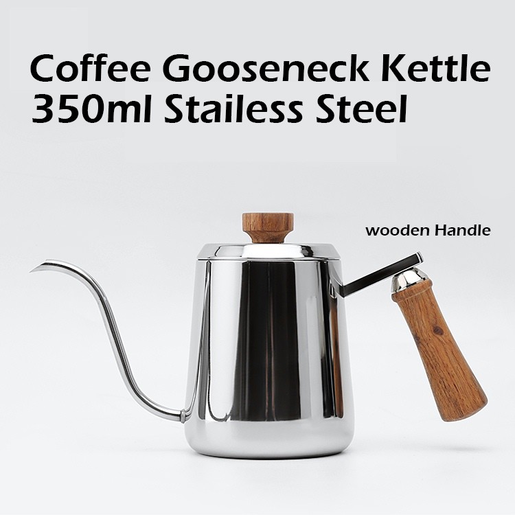 350ml Stainless Steel Gooseneck Kettle with Wooden Handle. Pour over