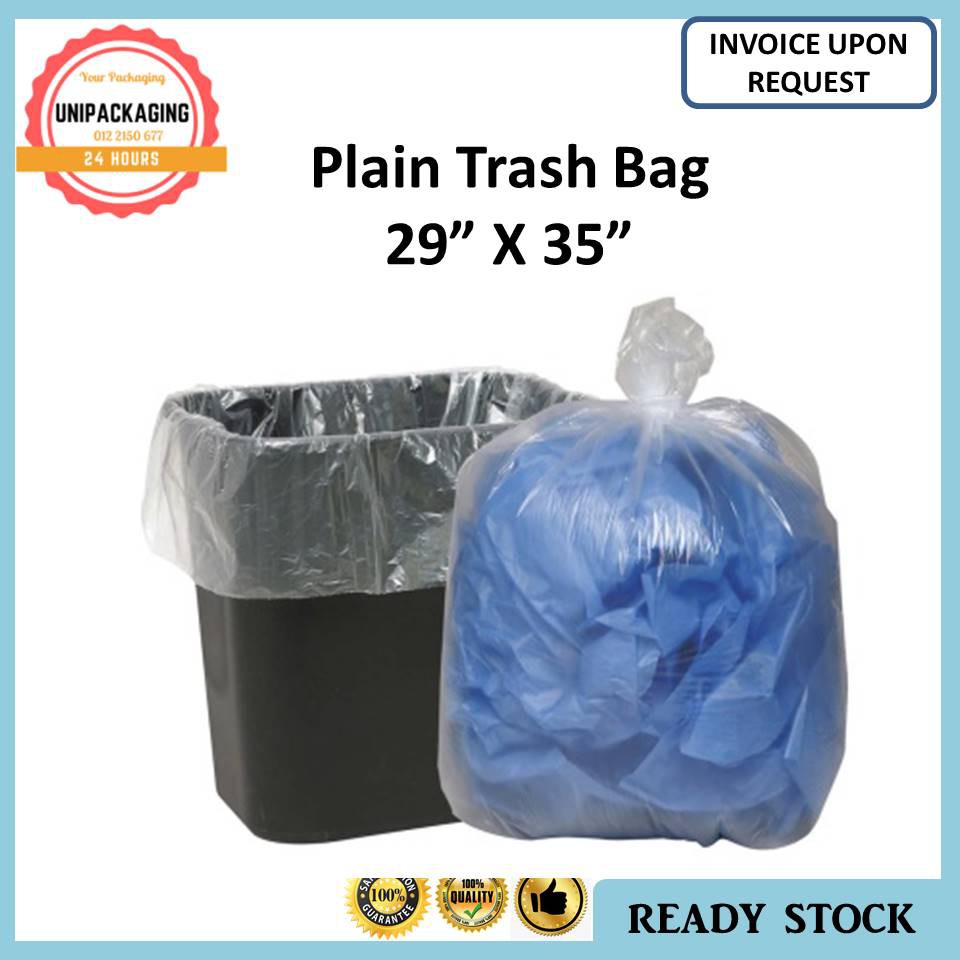 100Pcs Trash Bag Plain Transparent Large Size 29