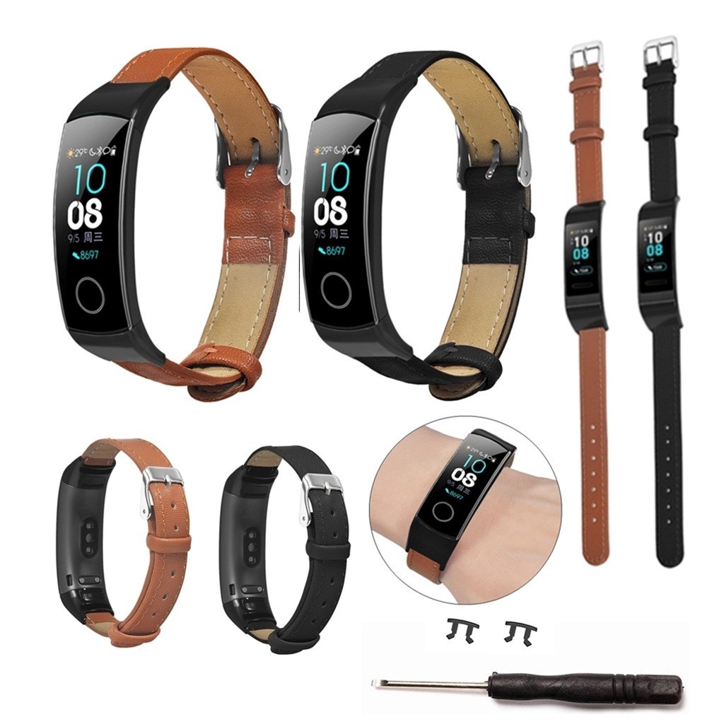 Leather Watch Band Replacement Strap Huawei Honor Band 5 / 4 Shopee
