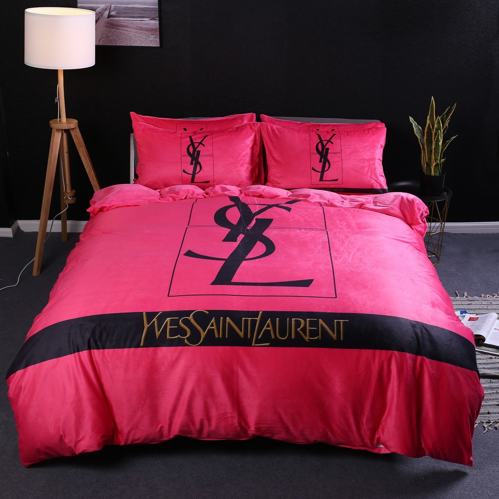 Velvet YSL Tide Brand Bedsheet Sets Shopee Malaysia