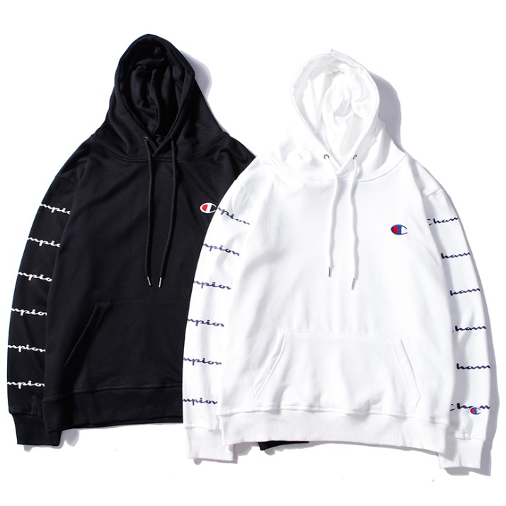 champion hoodie sleeve print