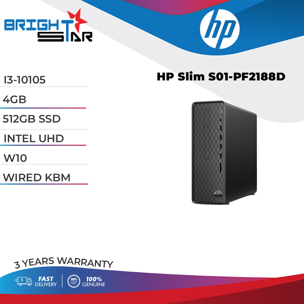 HP Slim Desktop S01PF2188D (I310105 (6M 3.7GHZ) / 4GB / 512GB SSD