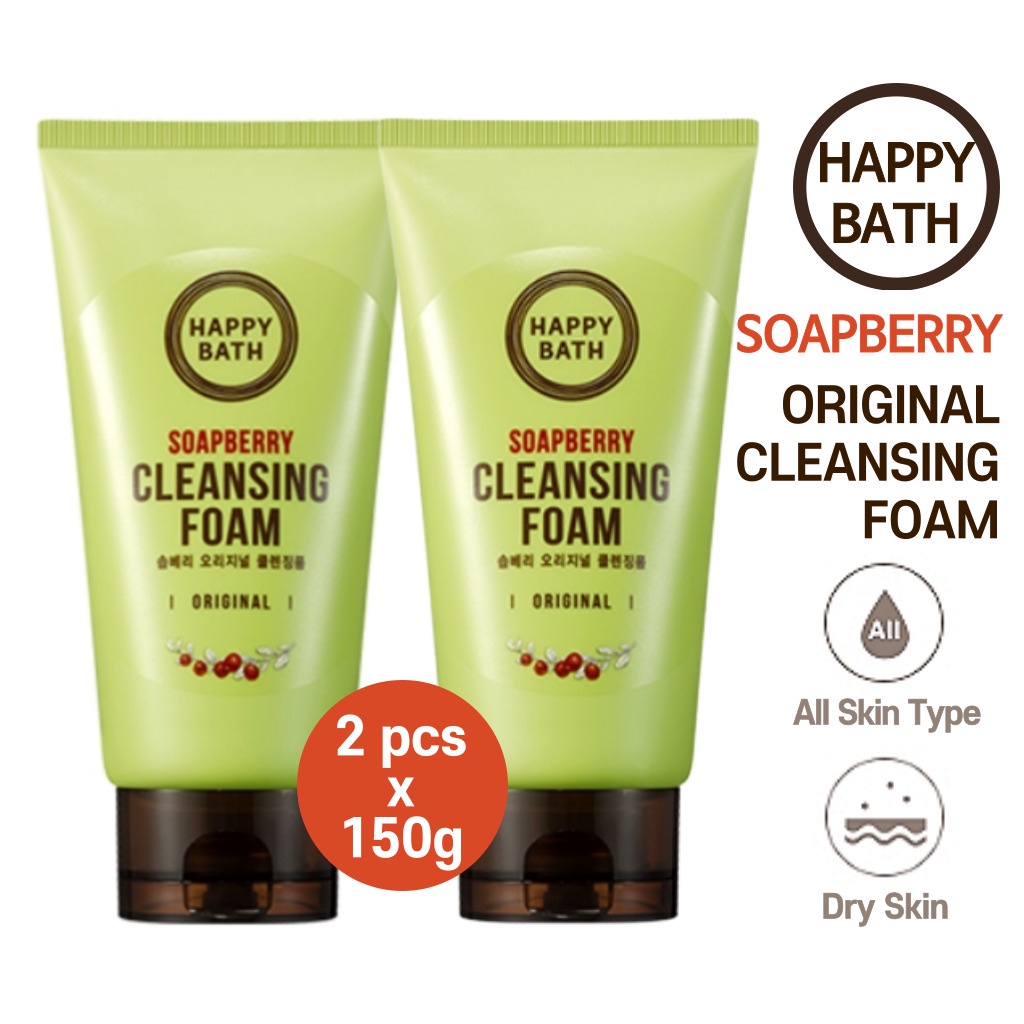 HAPPY BATH Soapberry Original Cleansing Foam 150g 2pcs Facial Cleanser