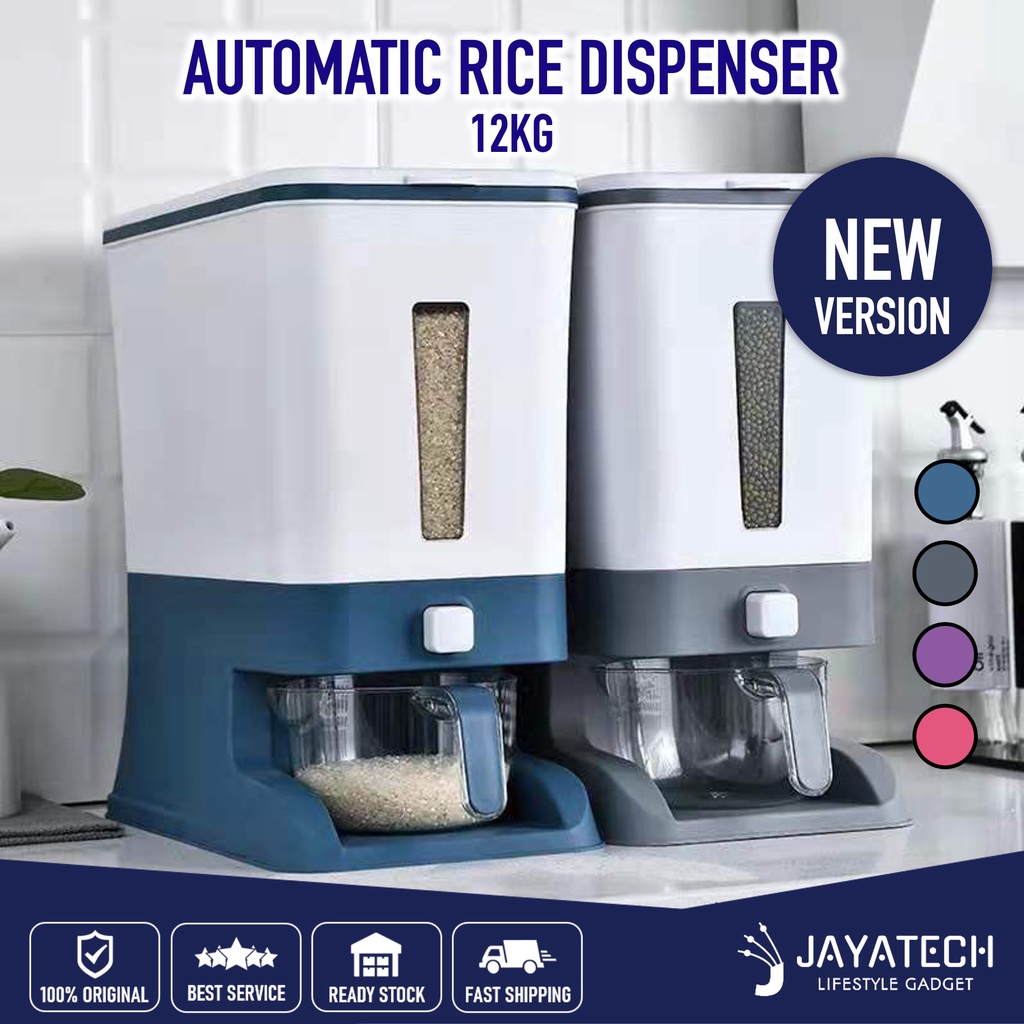 12KG AUTOMATIC RICE DISPENSER WITH RINSING CUP SMART RICE DISPENSER RICE STORAGE RICE BUCKET BEKAS BERAS PENYIMPAN BERAS