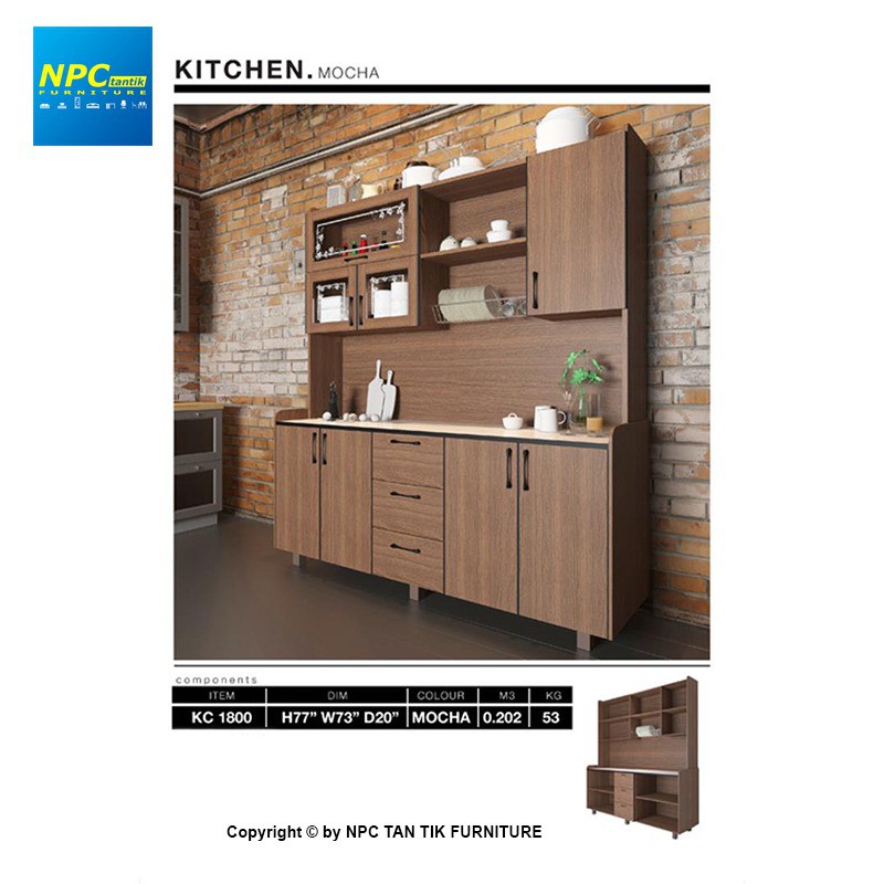 NPC KC 1800 6FT Kitchen Cabinet Mocha Kitchen 