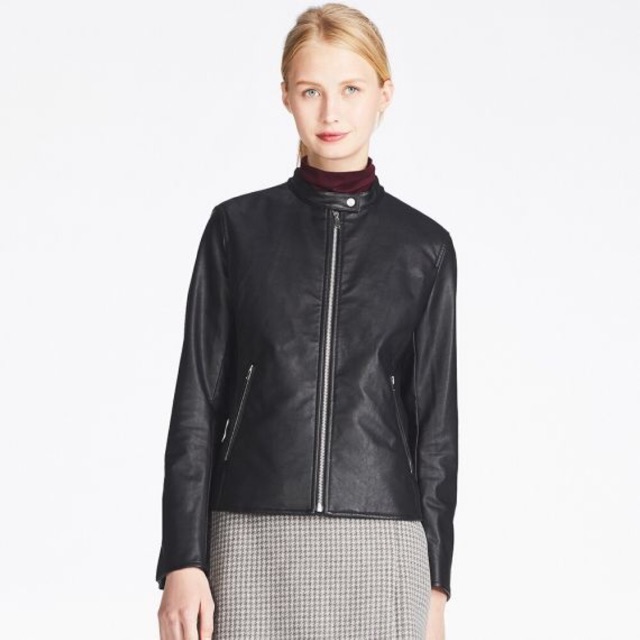  UNIQLO  women faux leather riders single jacket Shopee  