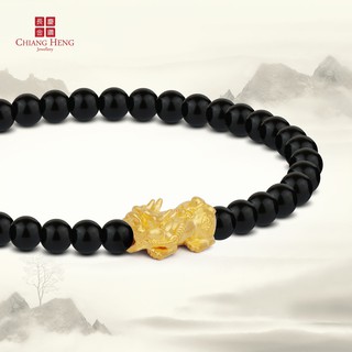 CHIANG HENG 999 GOLD MINI PIXIU BLACK AGATE BRACELET | Shopee Malaysia