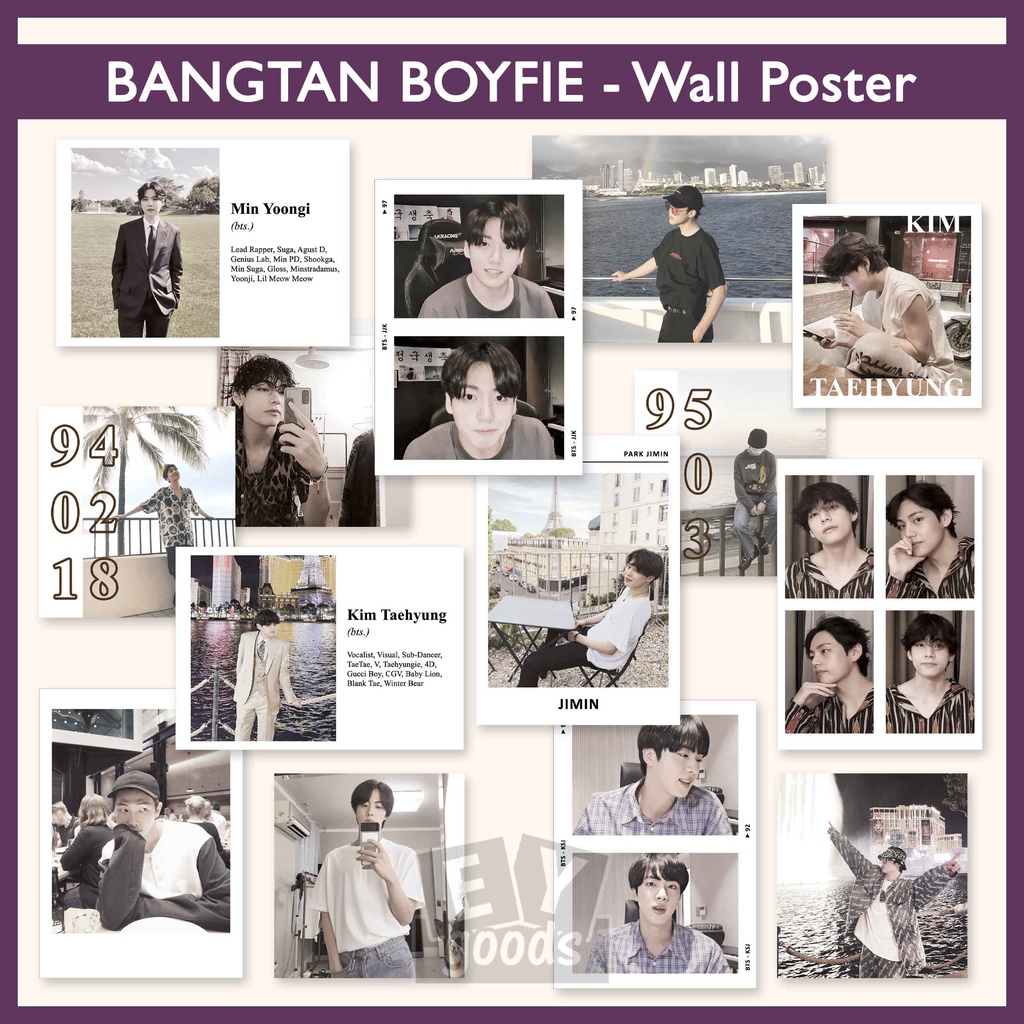 Wall Decor BTS Bangtan Boys Boyfriend Material Art print postcard poster card wall kpop jimin jungkook taehyung v suga jin jhope namjoon photocard wall poster deco sticker sticker aesthetic merchandise polaroid mood board Room Decoration