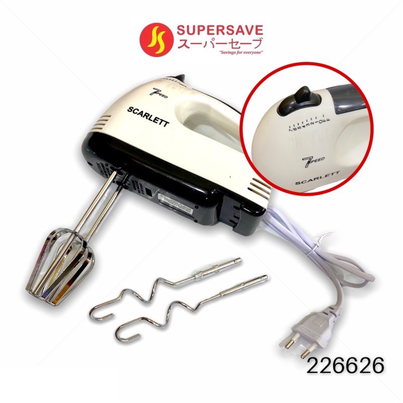 ▲✚﹊Scarlett New Super Hand Mixer 7 Speed Electric Egg Beater Flour Mixer for Bakery Buat Kek Baking