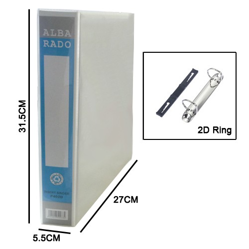 Alba rado 40mm PVC 2D White Ring File A4 Insert Binder P402D Fail Putih