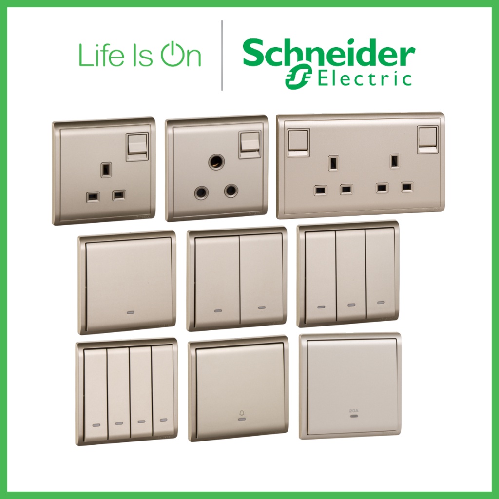 Schneider Pieno Switches & Sockets / 13A Switch Socket / Water Heater Aircond Switch / Door Bell