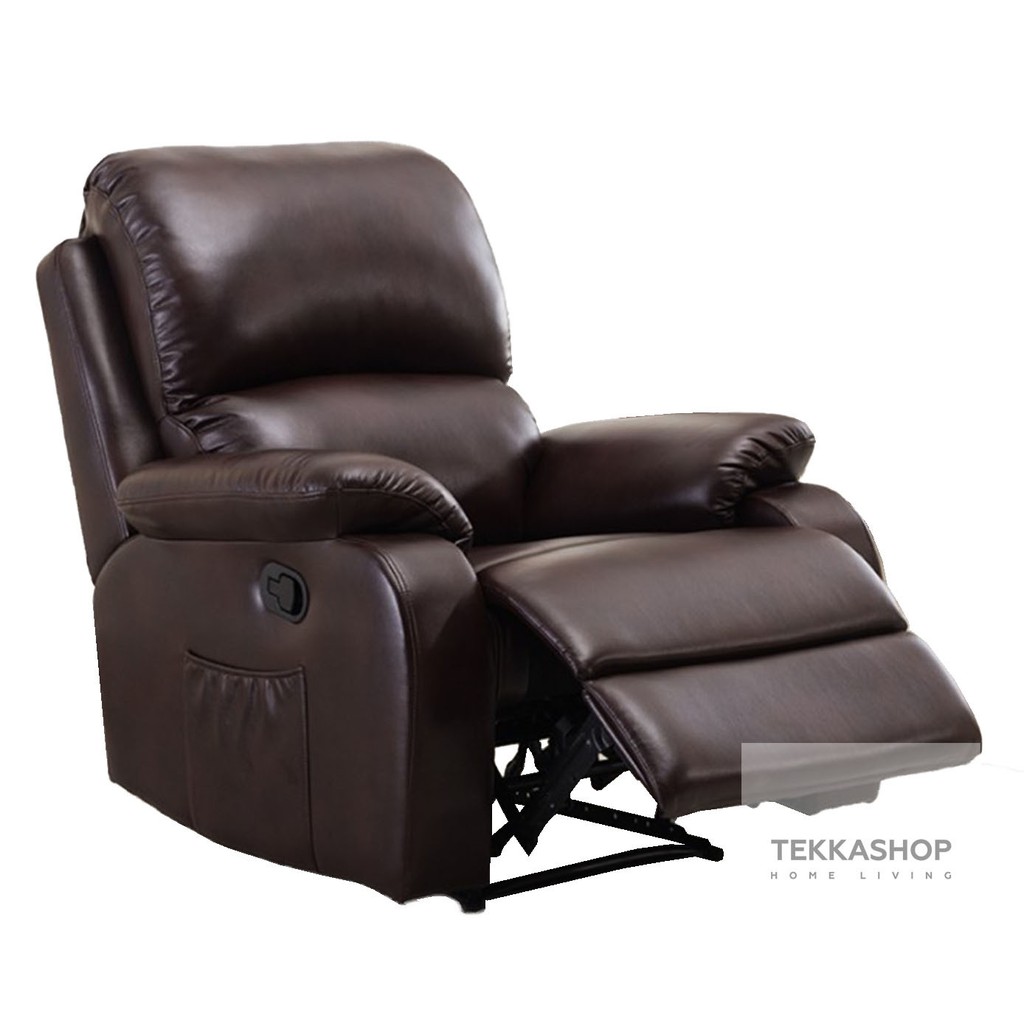 Tekka Gdss1760dr Single Seater, Dark Brown Leather Couch Recliner Chair
