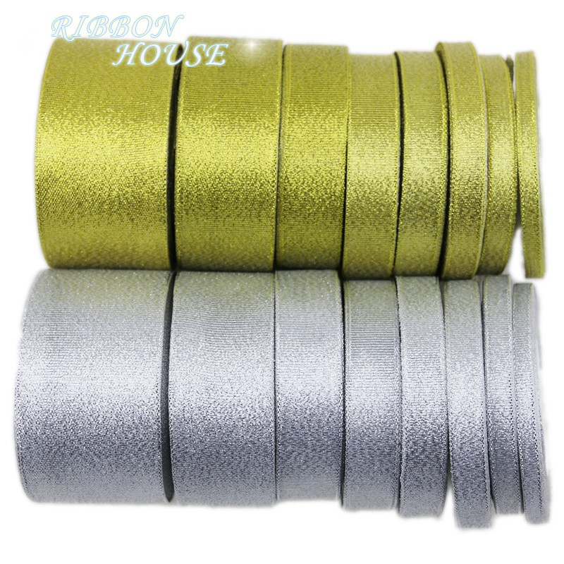 (22 meter / lot) ribbon emas dan perak reben Krismas ...