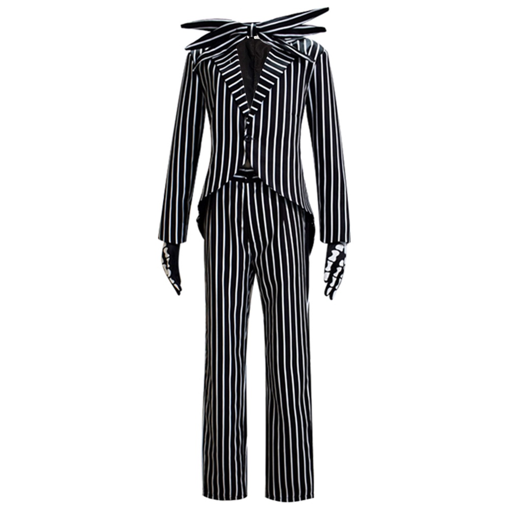 IOONCHI Jack Skellington Cosplay Costume Suit Christmas Halloween Cosplay Sally Costume Movie Cosplay Printed Fancy Dress Uniform