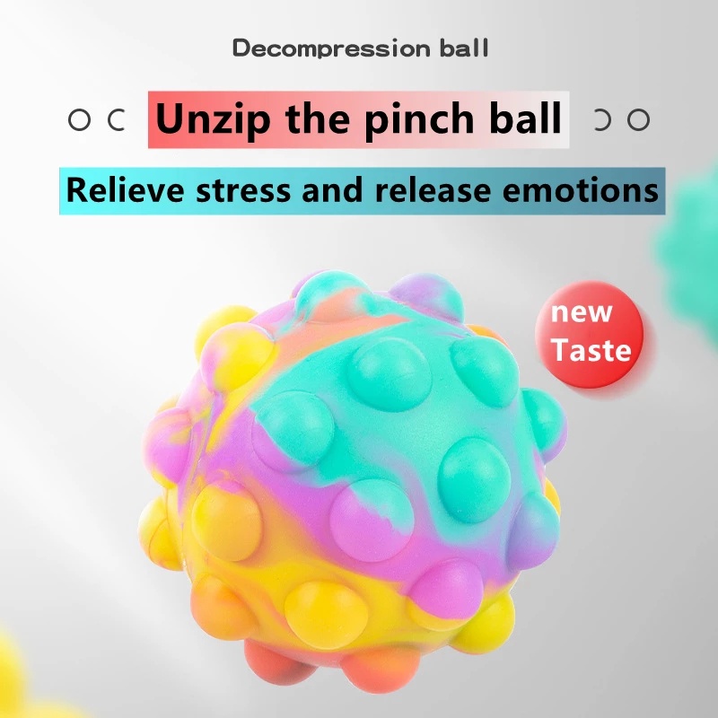 Pop It New 3D Decompression Ball Cross-border Silicone Decompression Vent Toys Pest Control Pioneer Round Ball Squeezing