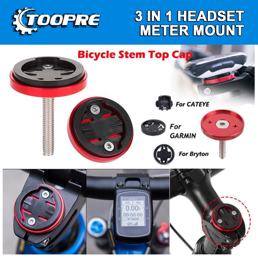 Roeam Adjustable Bike Computer Stem Top Cap Mount Holder with 4 Adapters for Garmin for Bryton for Cateye for Wahoo Cycling Computers 