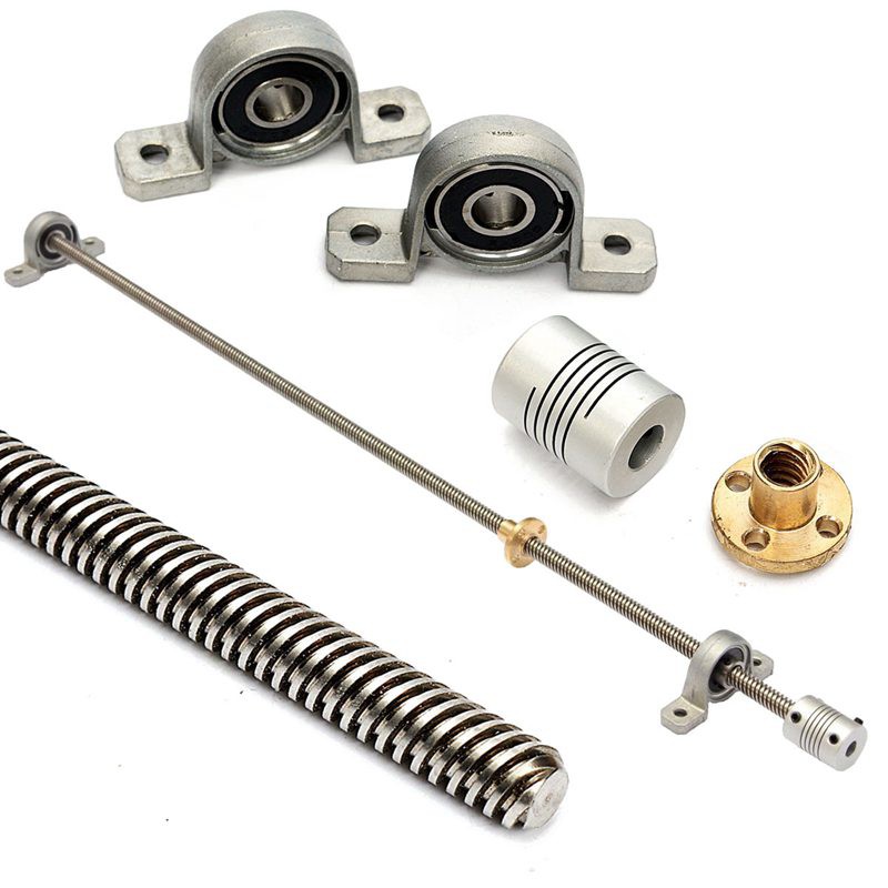 T8 Nut T8 Pitch 2mm Lead 2/ 8mm Rod Stainless Lead Screw Linear Rail Bar Shaft 