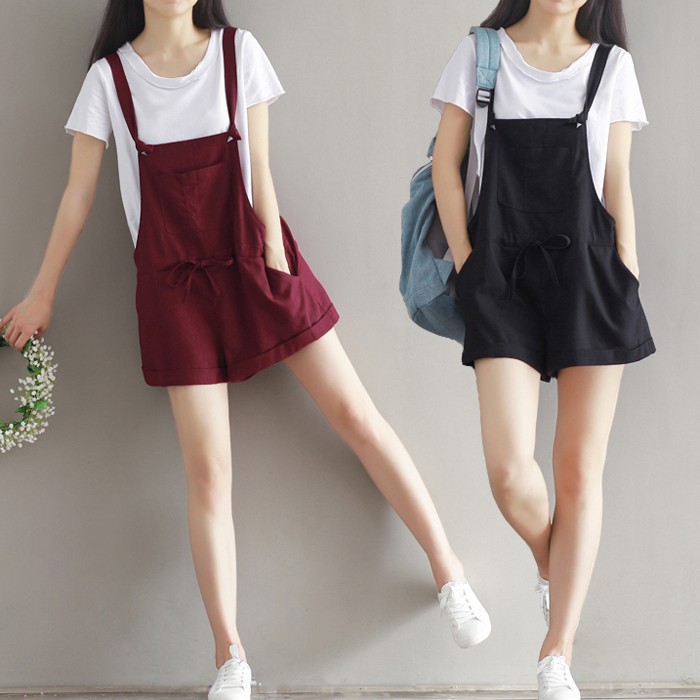S161 - Korean Fashion Over-sized Cotton + Linen Casual Jumpsuit