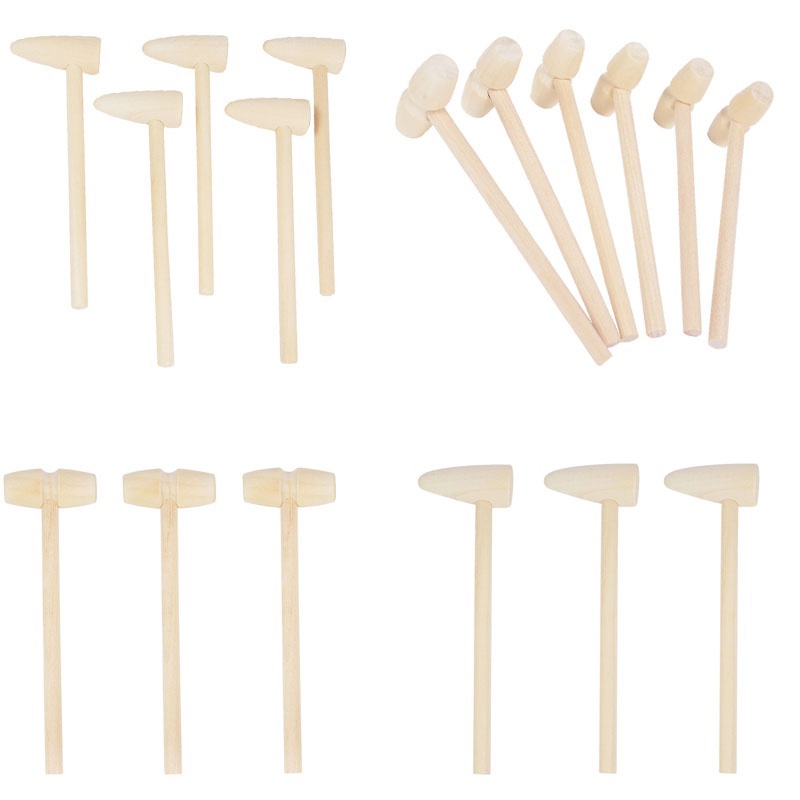 2pcs Mini Wooden Hammer Pounder Replacement Wood Mallets Crab Seafood Crackers Kids Toys Wedding Birthday Party Decoration