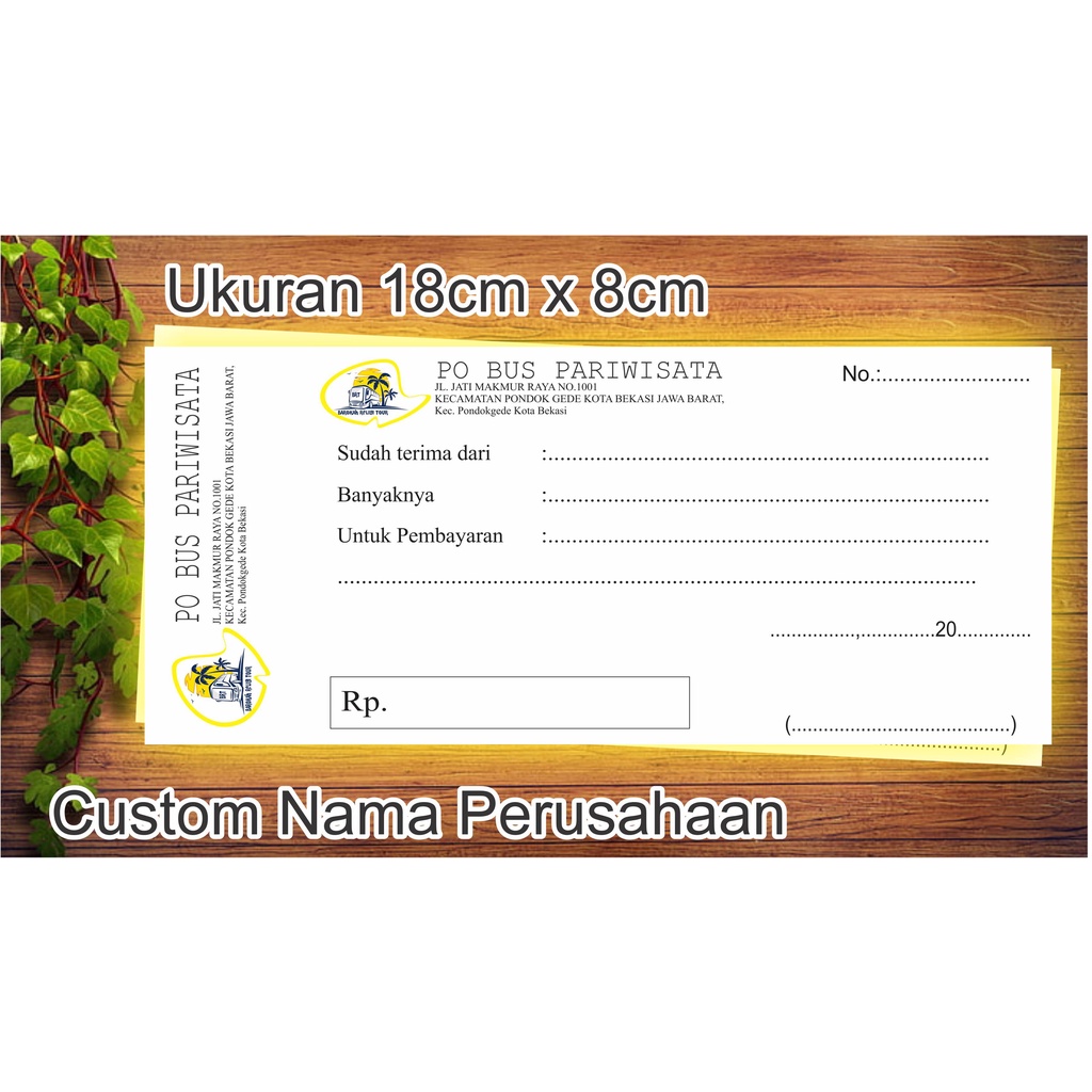 Custom Print Receipts for 1 Book, Can Be 1-ply (WOURSE, RENTAL OF BUS, PAYMENT)